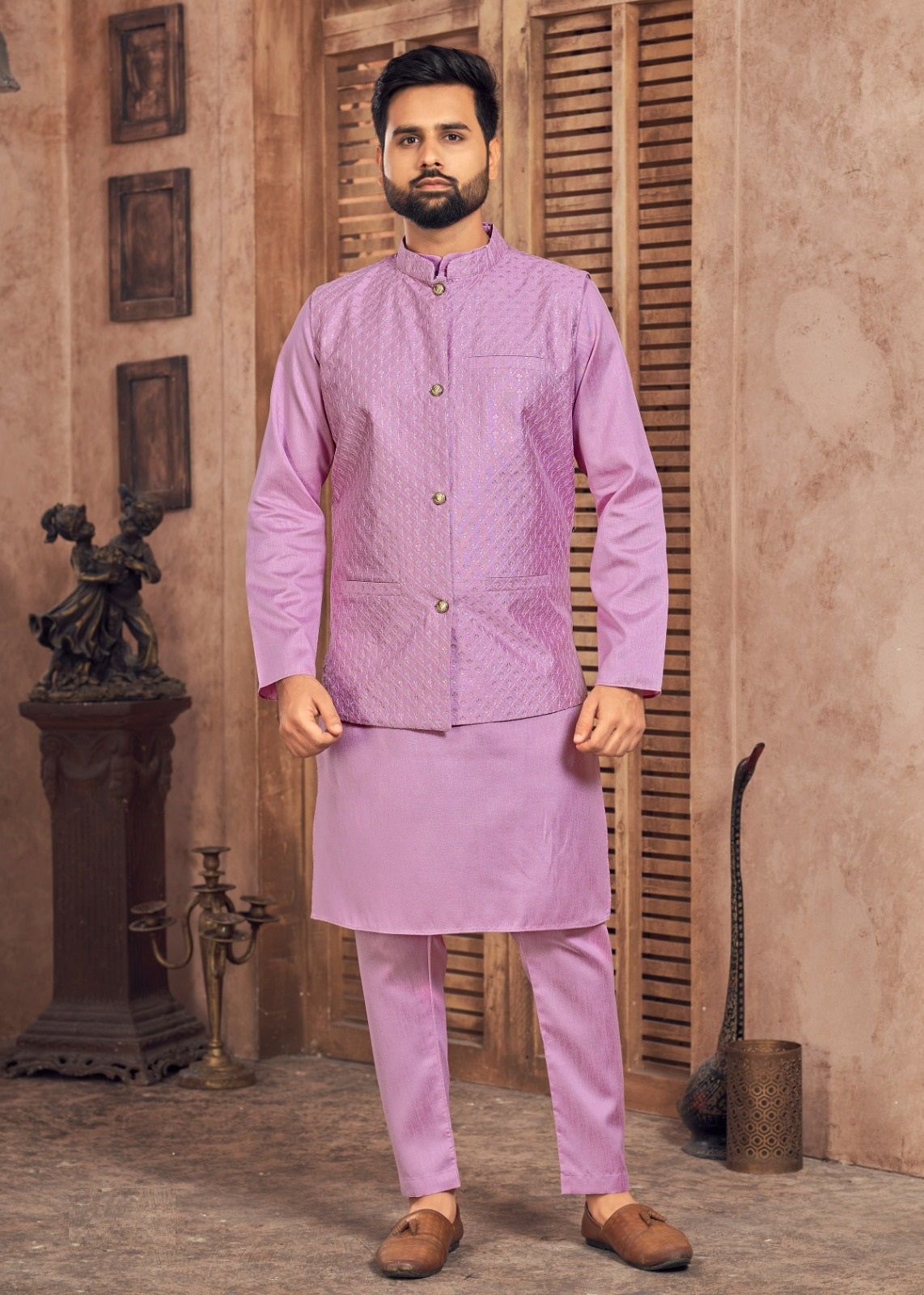 Heavy Banglori Silk Kurta Pajama With Embroidery Sequins Work Koti Set