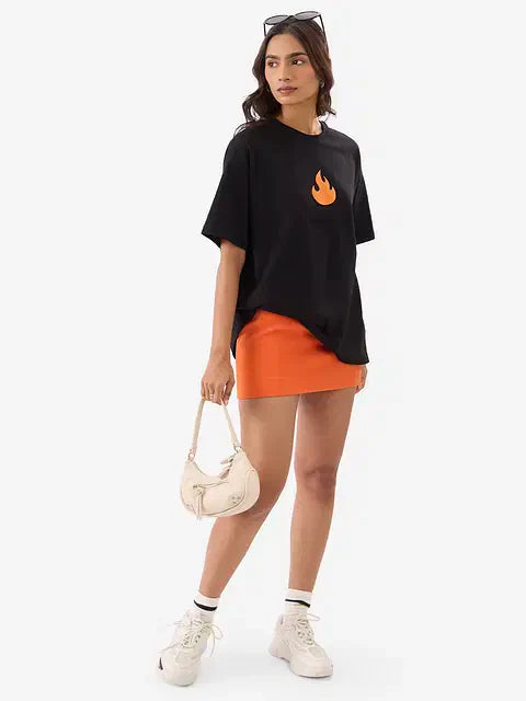 Disney Stitch On Fire Women Oversized T-Shirts