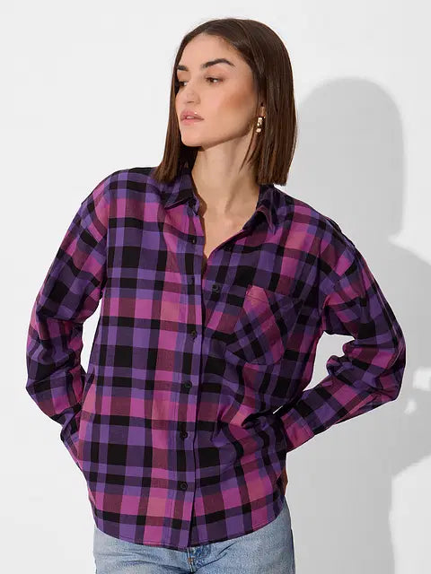 Petunia Plaid Women Boyfriend Shirts
