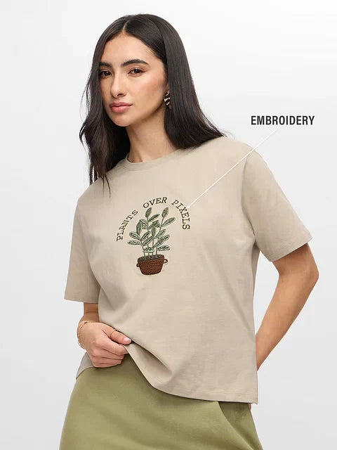Plants Over Pixels Women Relaxed Fit T-Shirts