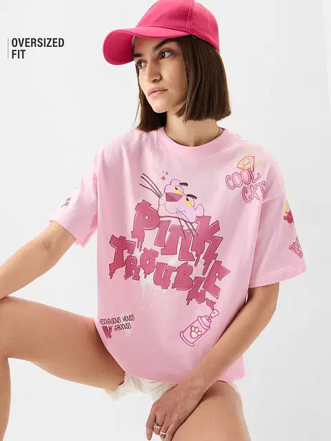 Pink Trouble Women Oversized T-Shirts