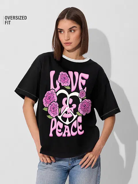 Peace & Love Women Oversized T-Shirts