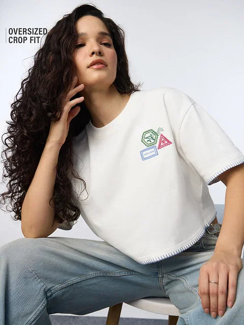 Crop T-Shirt Travelogue Women Oversized Cropped T-Shirts