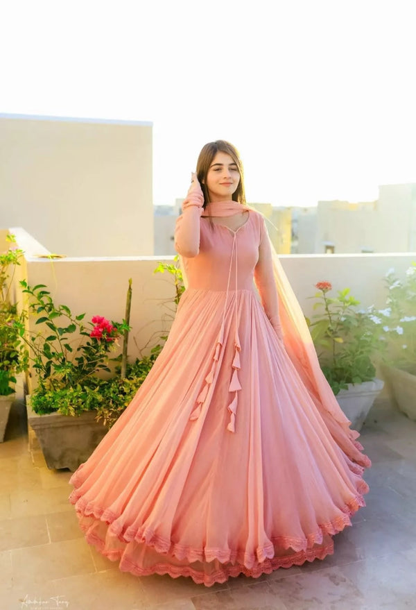 Traditional Wear Faux Georgette Long Anarkali Gown & Dupatta