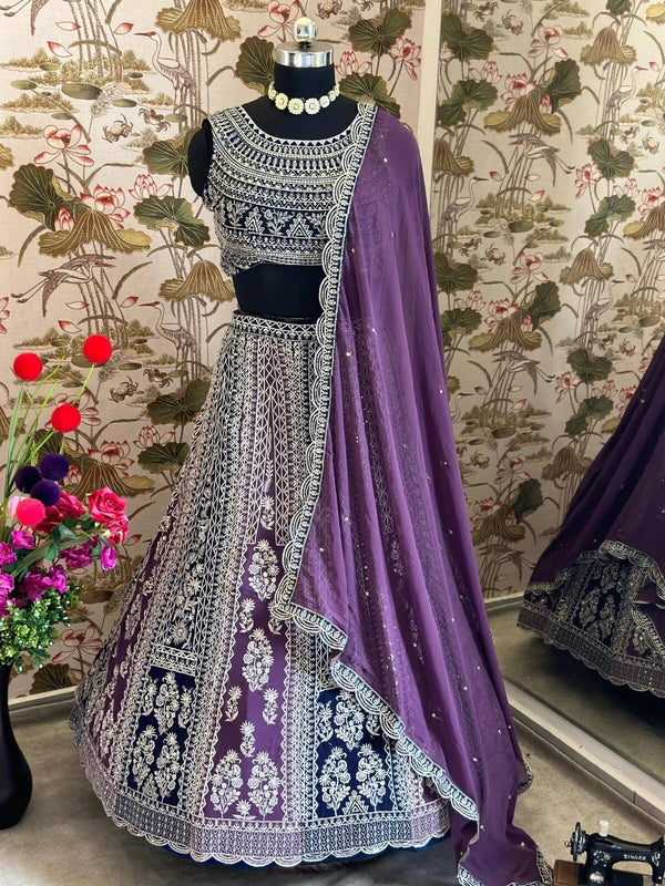 Georgette With Embroidery Sequence Design Work Designer Lehenga