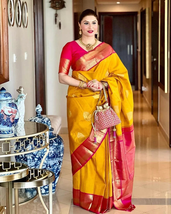 Soft Lichi Silk With Jacquard Work Wedding Saree With Blouse