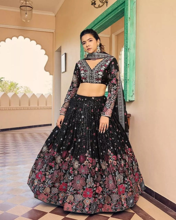 Georgette With Sequence Work  Lehenga Blouse & Dupatta