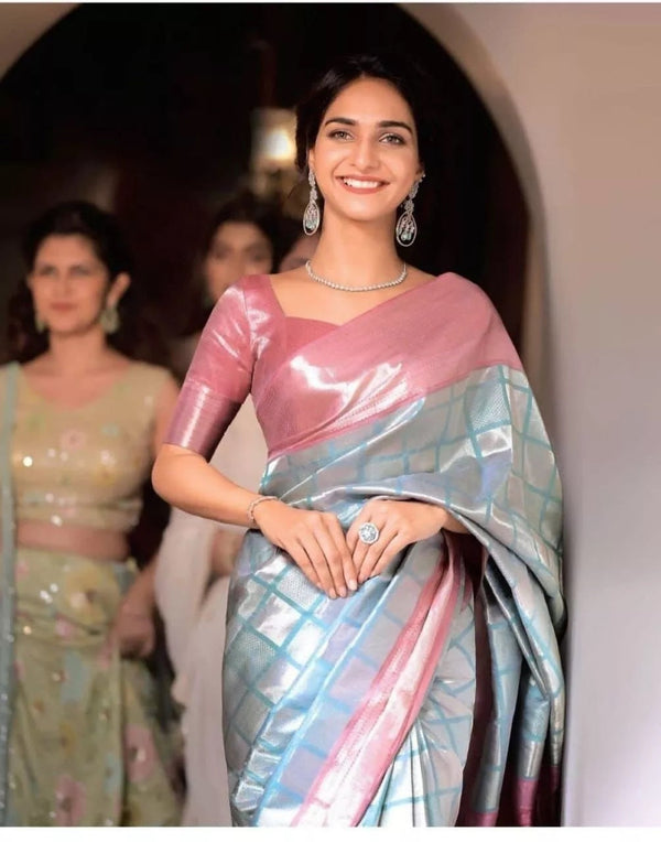 Designer Soft Lichi Silk With  Jacquard Work  Saree & Blouse