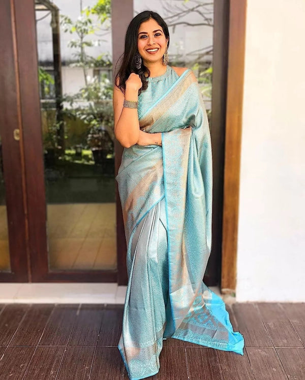 Bollywood Banarasi Soft Silk Saree For Women's, Fancy Style Sari & Blouse