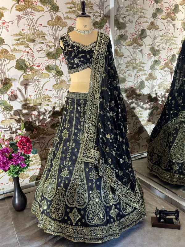 Embroidery Sequence Zari Design Work  Lehenga Blouse & Dupatta