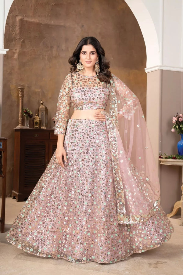 Embellished With  Sequence Work  Designer Lehenga Blouse & Dupatta