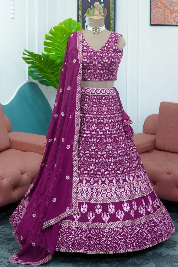Georgette With Thread Sequence Work  Lehenga Blouse & Dupatta