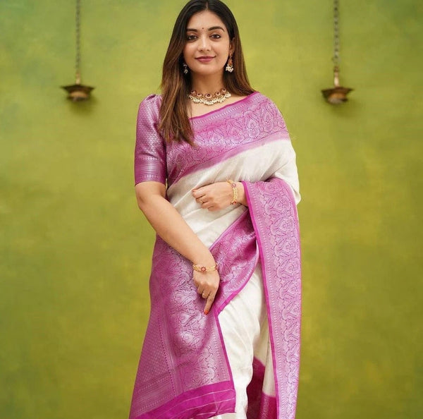 Designer Traditional Banarasi Soft Silk Saree With Blouse