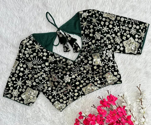 Pure Velvet Full Stitched Traditional Function Designer Blouse & Choli