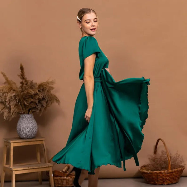 Emerald Green Bridesmaid Dress Boat Neckline Dress