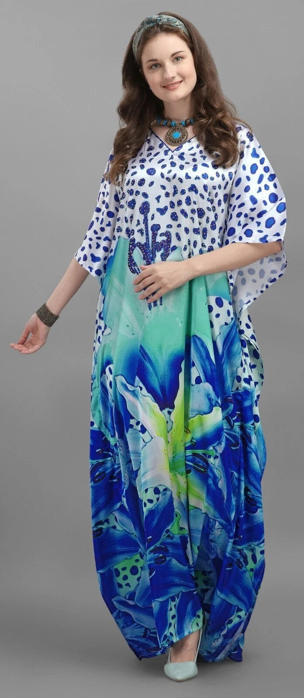Long Colorful Printed Kaftan Dress For Women Soft Loungewear