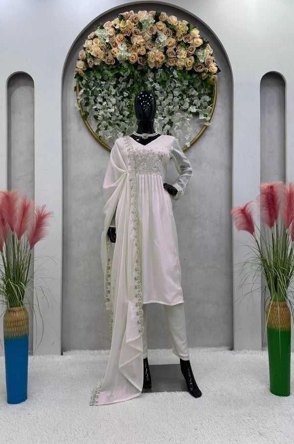 Traditional Look Full Stitched Tissue Organza Silk Top Pant Dupatta