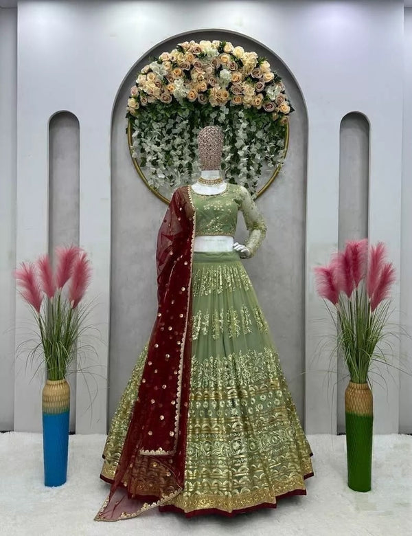 Indian Wedding Ethnic Net With Sequence Work  Lehenga Choli  & Blouse