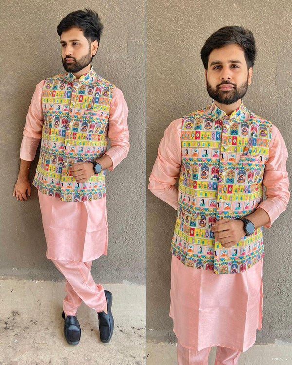 Heavy Banglori Silk Koti Ready to Wear Set For Men's
