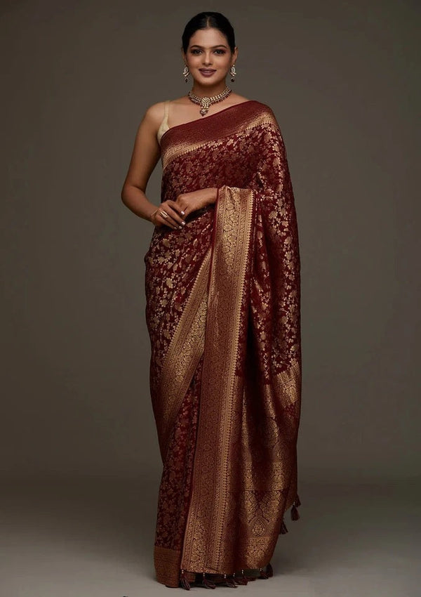 Traditional Wear Banarasi Soft Silk Saree , Designer Sari & Blouse