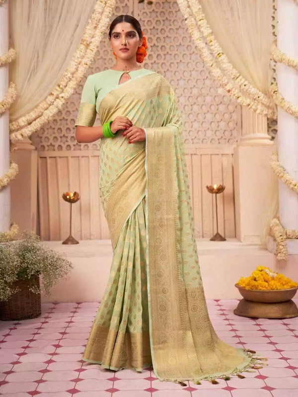 Banarasi Soft Silk Saree With Blouse For Women's
