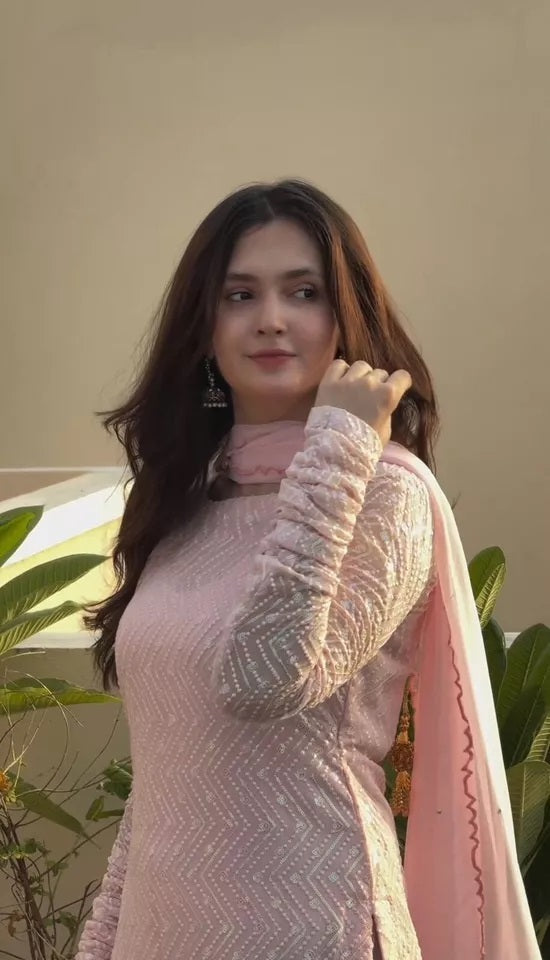 Full Stitched Faux Georgette Top Chudidar With Dupatta