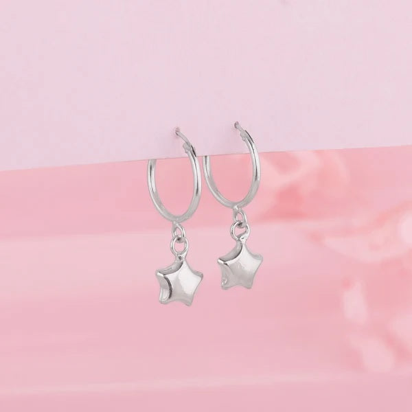 Silver Mini Star Hoop Earrings