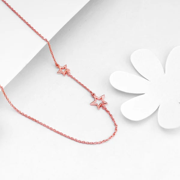 Rose Gold Star Crossed Lovers Necklace