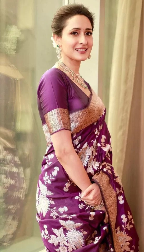 Designer Women's Lichi Silk Saree With Blouse, Traditional Wedding Sari