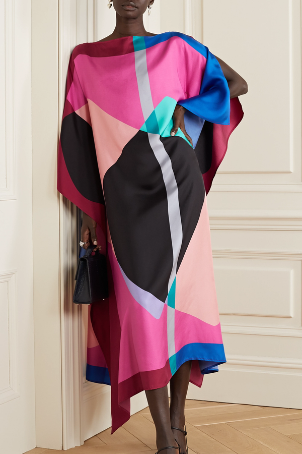 Lightweight Silk Crepe Kaftan Dress - Flowy and Stylish Caftan For Women's