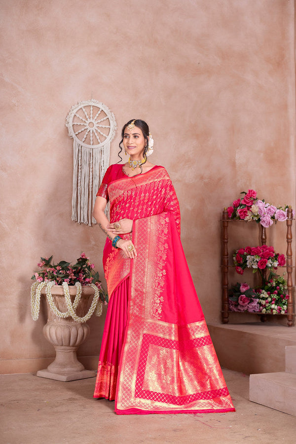 Traditional Wear Designer Soft Silk Banarasi Sari With Blouse