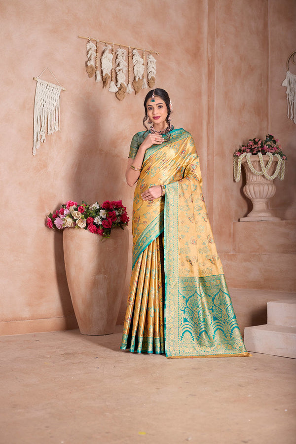 Pure Tissue Trditional Wear Sari , Wedding Festival Saree With Blouse