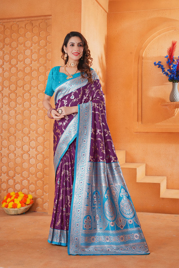 Soft Silk Weaving Saree With Banarasi Jari Work Designer Sari With Blouse
