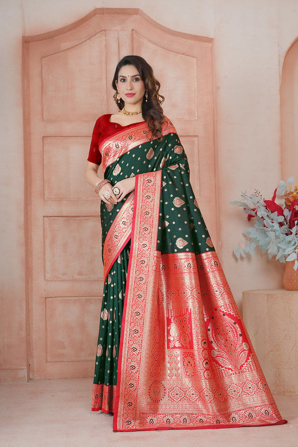 Soft Silk Weaving Saree With Banarasi Jari Work Saree With Blouse