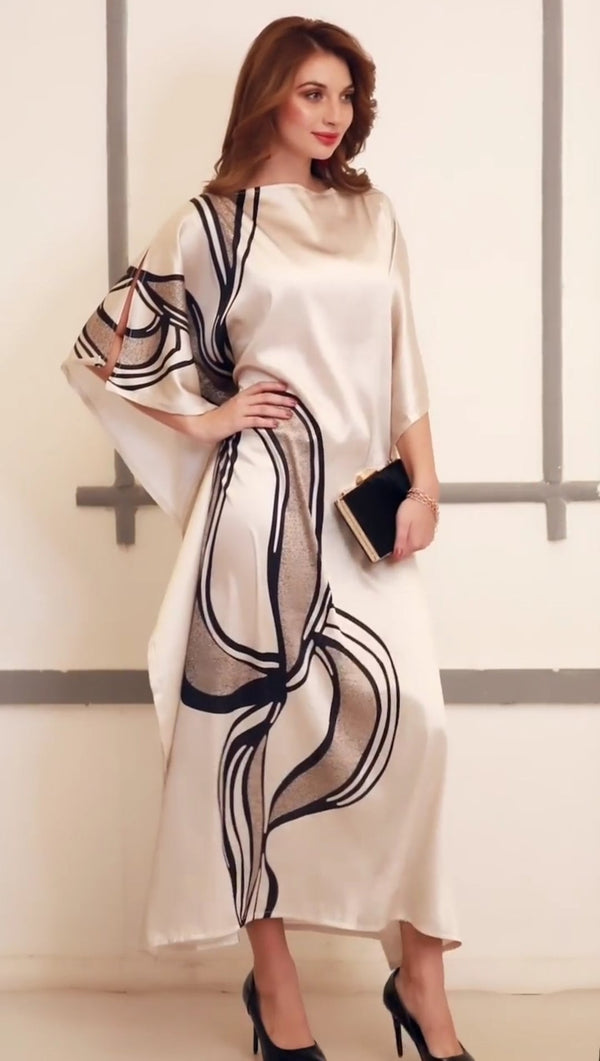 Soft Satin Silk Kaftan, Occasion Wear Caftan For Women's