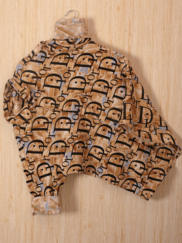 Popcorn with velvet print Men's Shirt Set