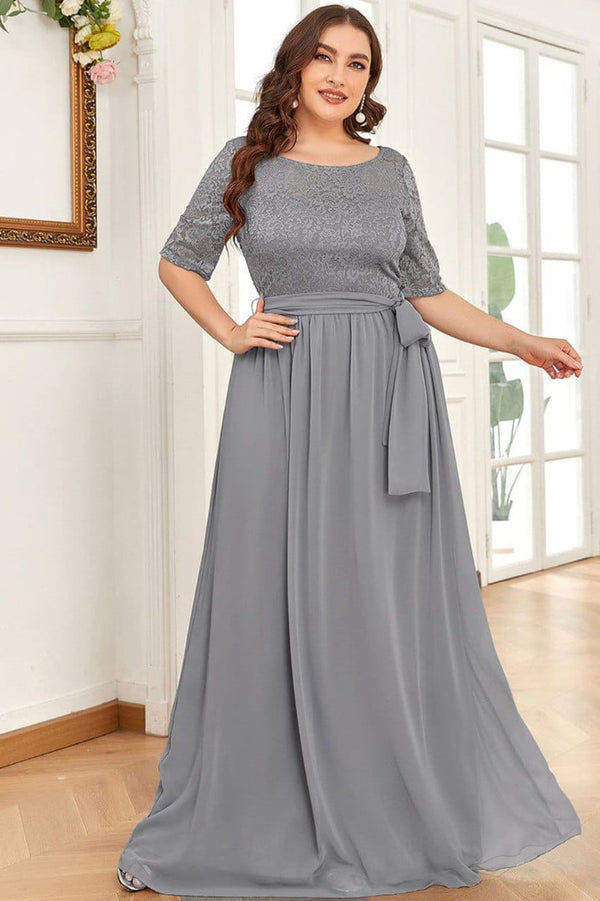 Grey Net Crepe Long Beautiful Party Wear Gown Dress With Belt For Women's