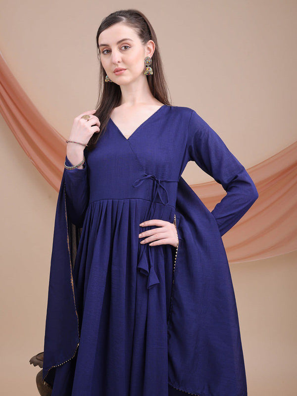 Vichitra Silk With Embroidery Work Anarkali Dress Gown For Women's