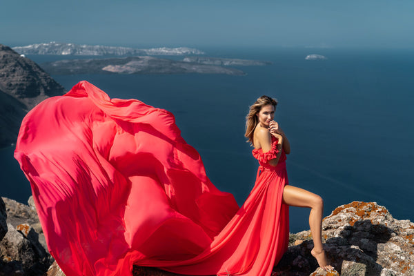 Long Flying Dress for Photoshoot - Flowy Long Train Dress for Engagement Photoshoot