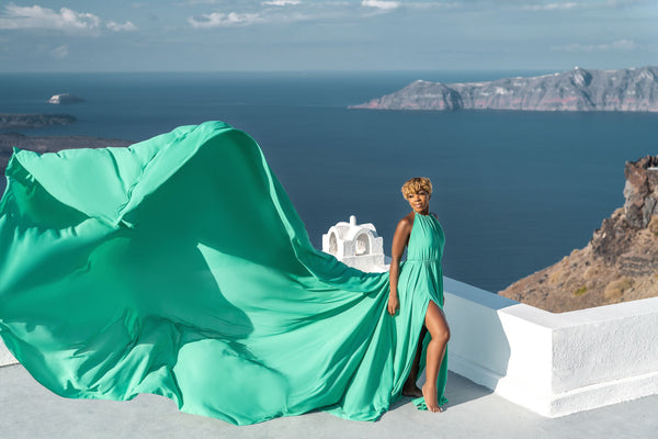 Halter Neck Satin Flying Dress Engagement Dress