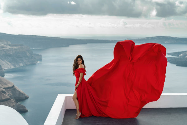 Santorini Photoshoot Dress | Satin Flying Dress | Photoshoot Gown